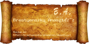 Brestyenszky Anasztáz névjegykártya